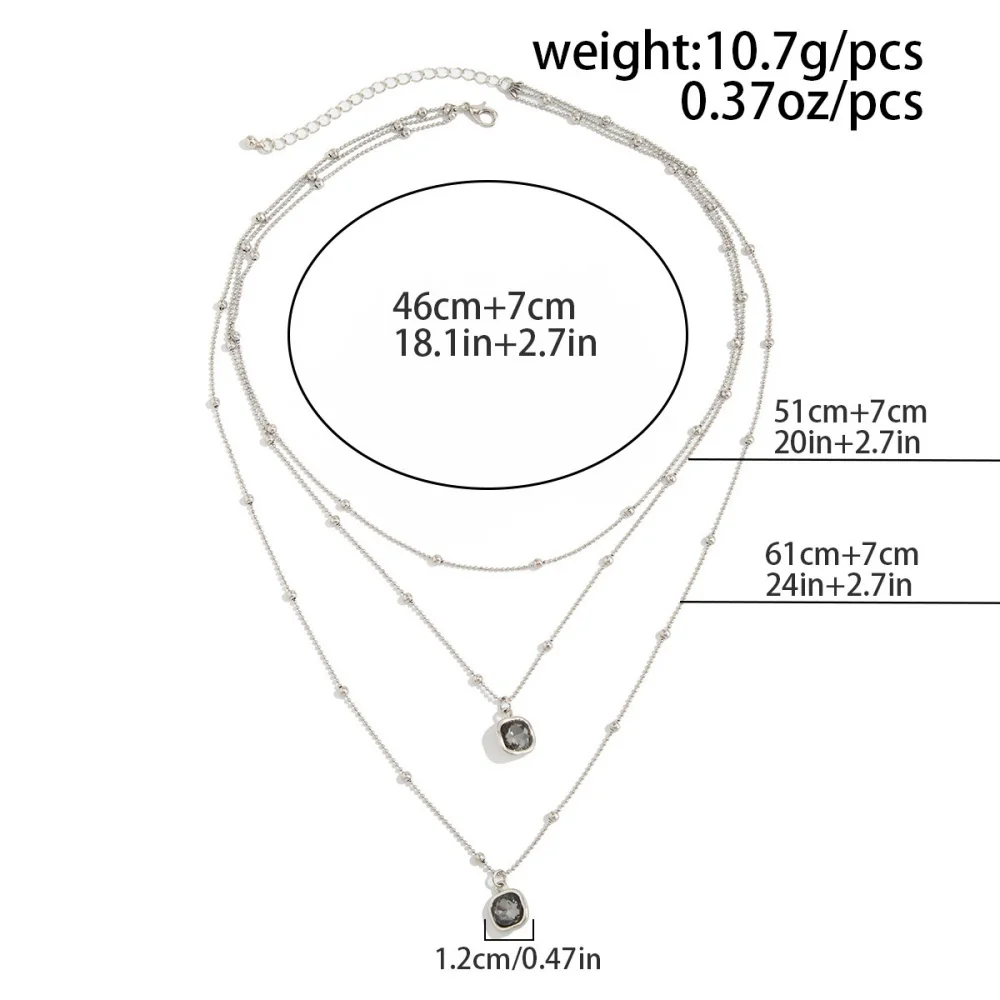 Fashion MultiLayer Black Rhinestone Pendant Necklace Vintage Creative Shiny Charm Accessory for Autumn Winter Banquet Party Gift