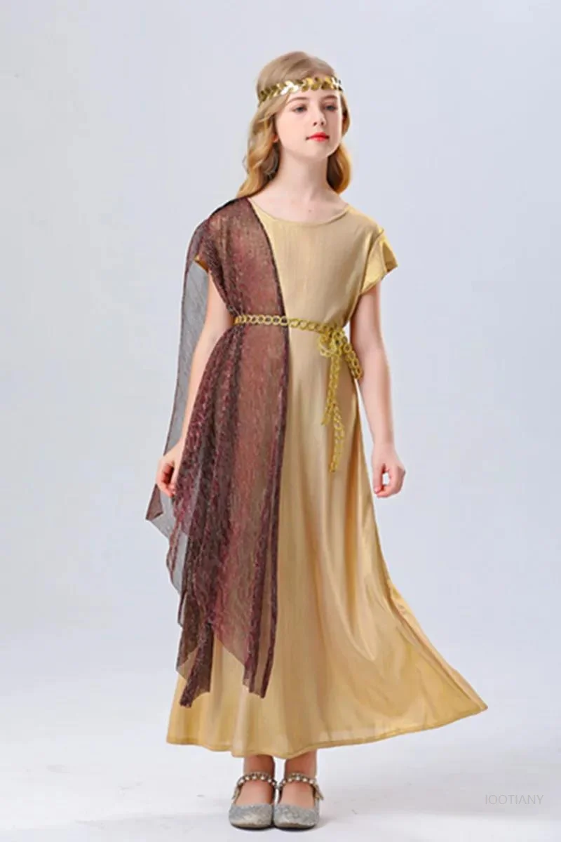 Halloween Easter Medieval Greek Goddess Role Play Costume Purim Ancient Egypt Cleopatra Elegant and Dignified Parent-child Makeu