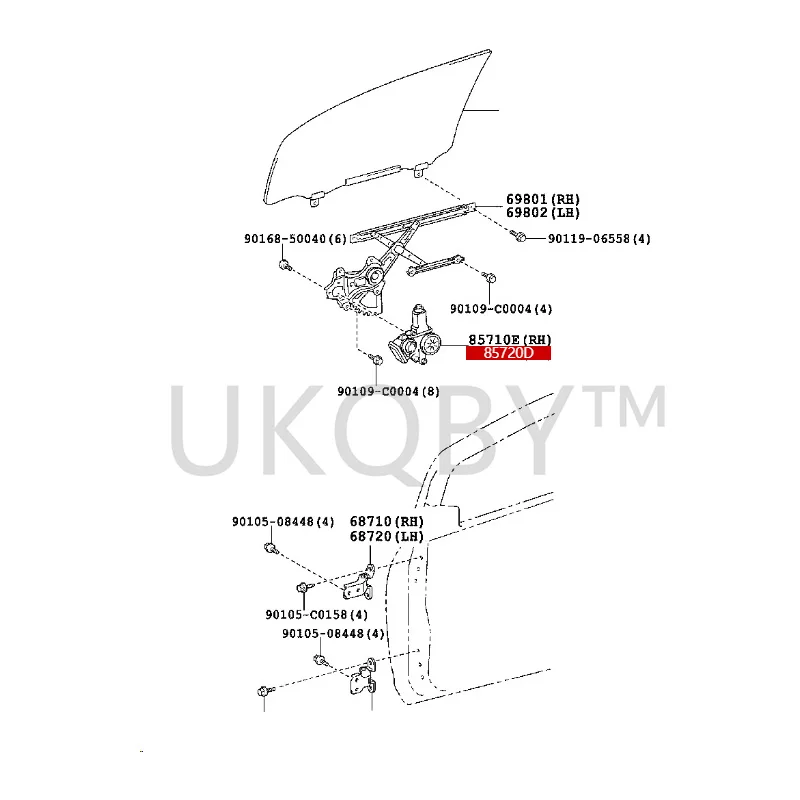 8571006190 To yo ta  Camry  Yaris  Corolla  Vios   RAV4 Rongfang  highlander   Lei Ling Right power window lifter motor assembly