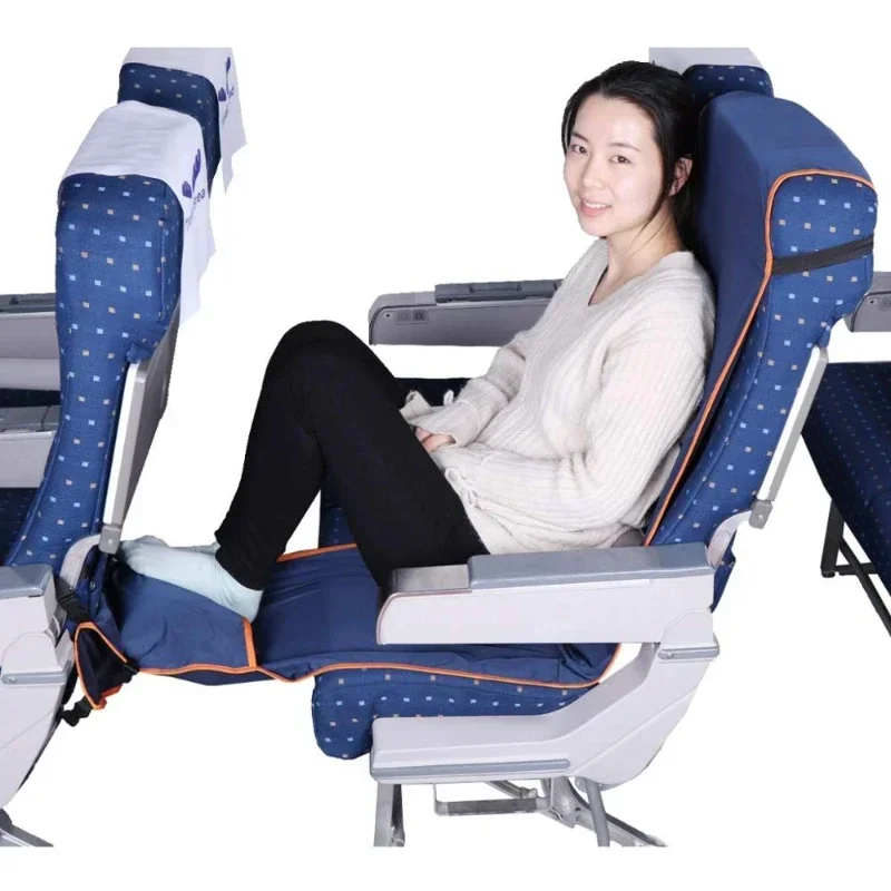 Hamaca reposapiés ajustable con funda de asiento de almohada inflable para aviones, trenes, autobuses, columpio, silla de viaje al aire libre