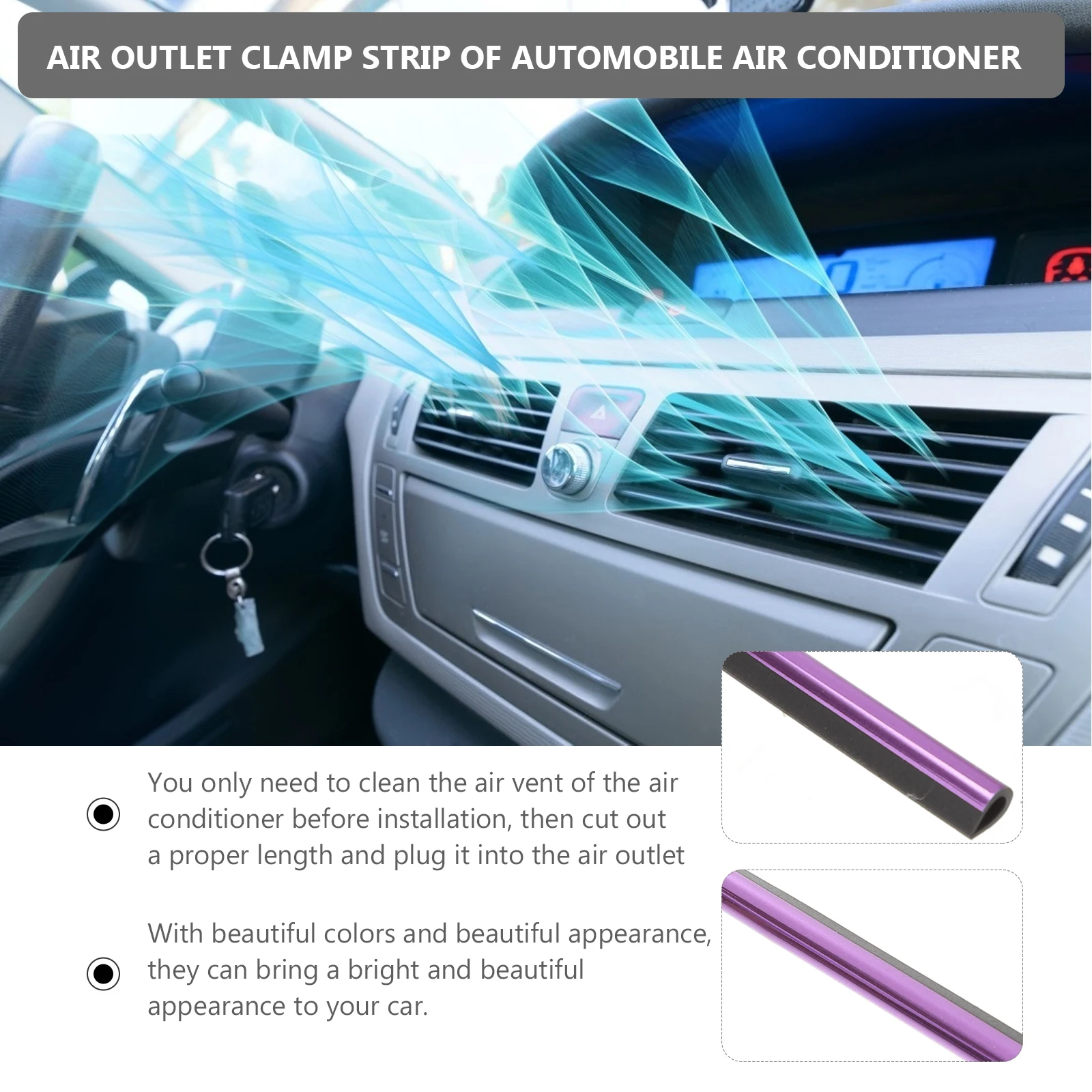 

10 Pcs Car Vent Outlet Trim U Shaped Soft PVC Decorative Strips Bright Color Conditioning Trim Car Interior