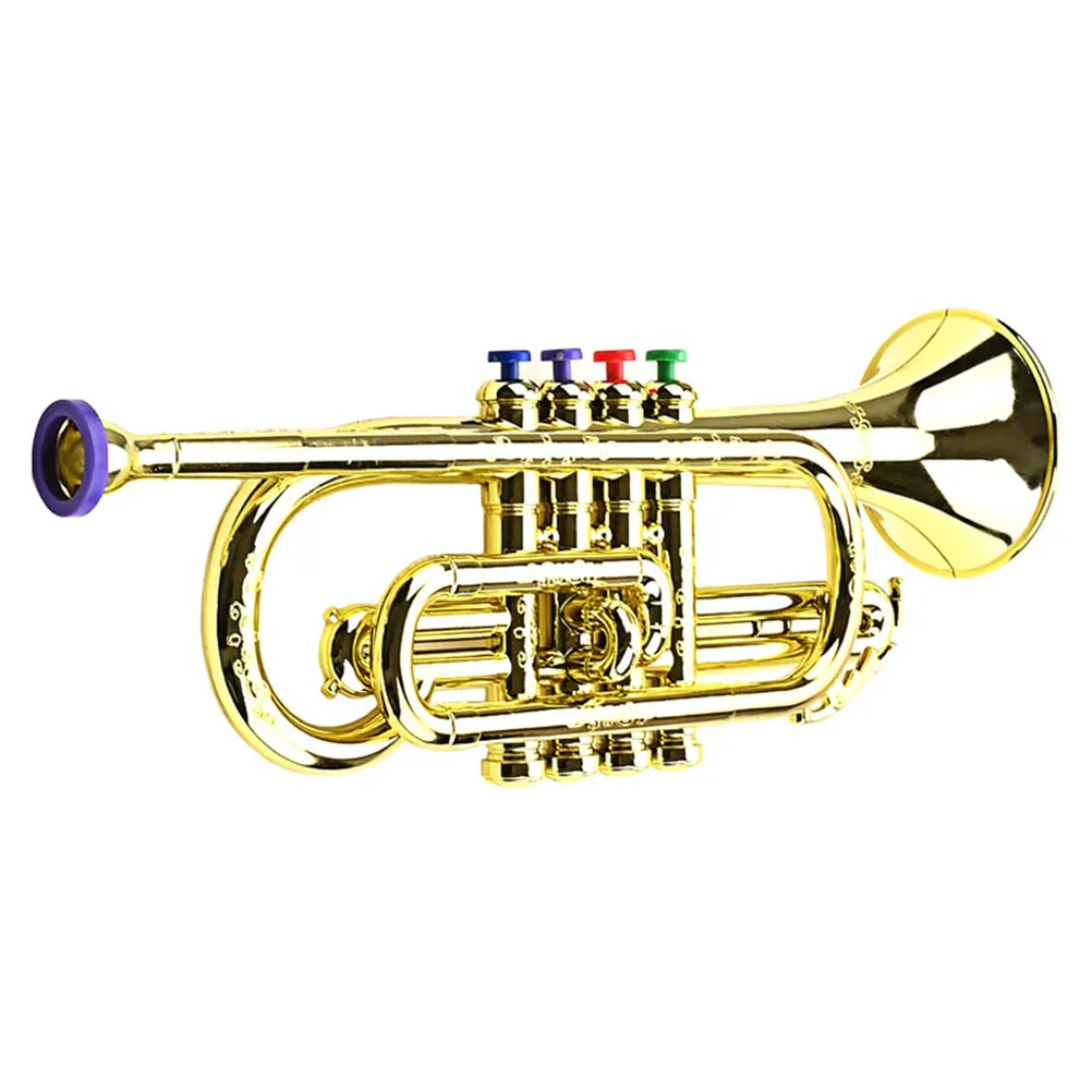 

Golden Horn Kids Musical Toy Plastic Trumpet Mini Decoration Safe Material Preschool Educational Instrument Plaything Simulated