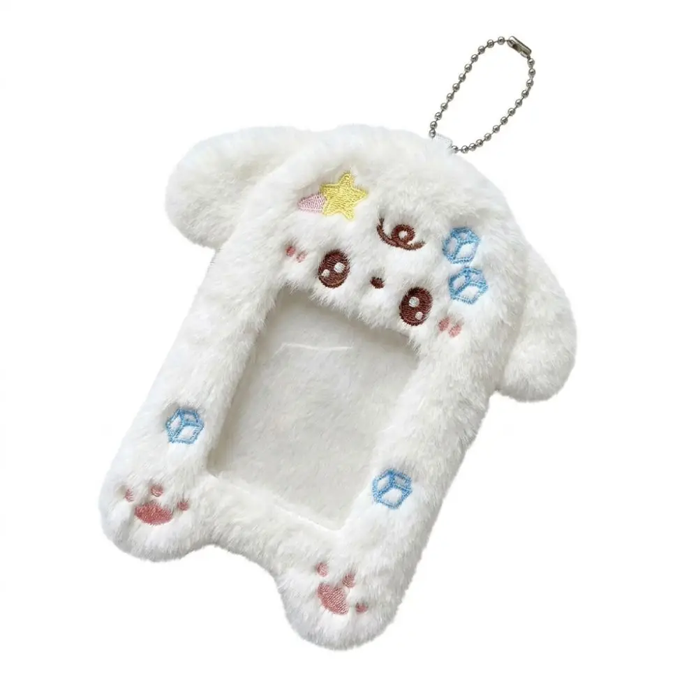 Cartoon Animals Photocard Case Puppy/Angel Pig/Mouse Soft Fluffy Student Card Holder Bag Keychain Idol Photos Protective Cover