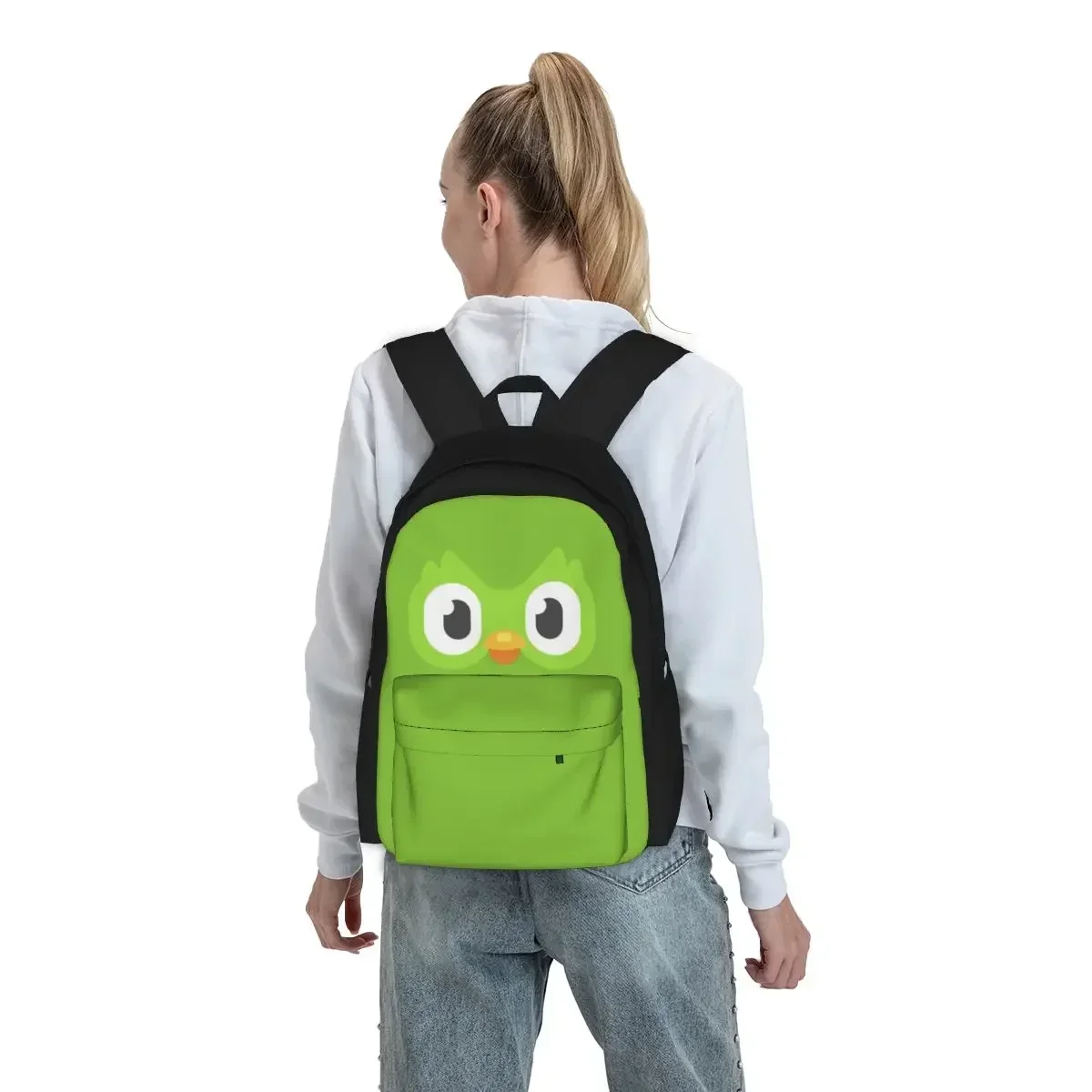 Duolingo Owl Duo Backpacks Boys Girls Bookbag Students School Bags Cartoon Kids Rucksack Laptop Rucksack Shoulder Bag