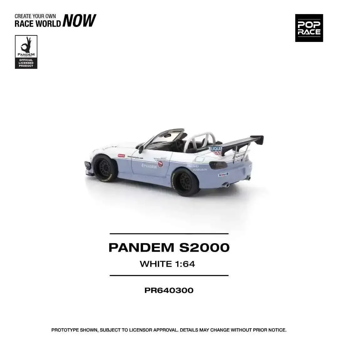 

PreSale POP RACE 1:64 Pandem S2000 AP1 Rocket Bunny White Openable Hood Diecast Car Model Collection Toys