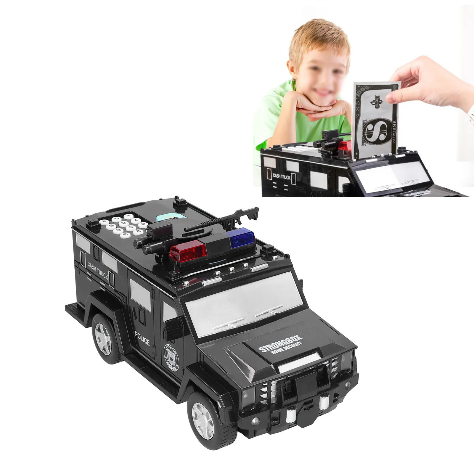 بنك الخنزير الإلكتروني المدرع للسيارة - بنك النقود بقفل كلمة المرور التلقائي | لعبة تعليمية للأطفال #1