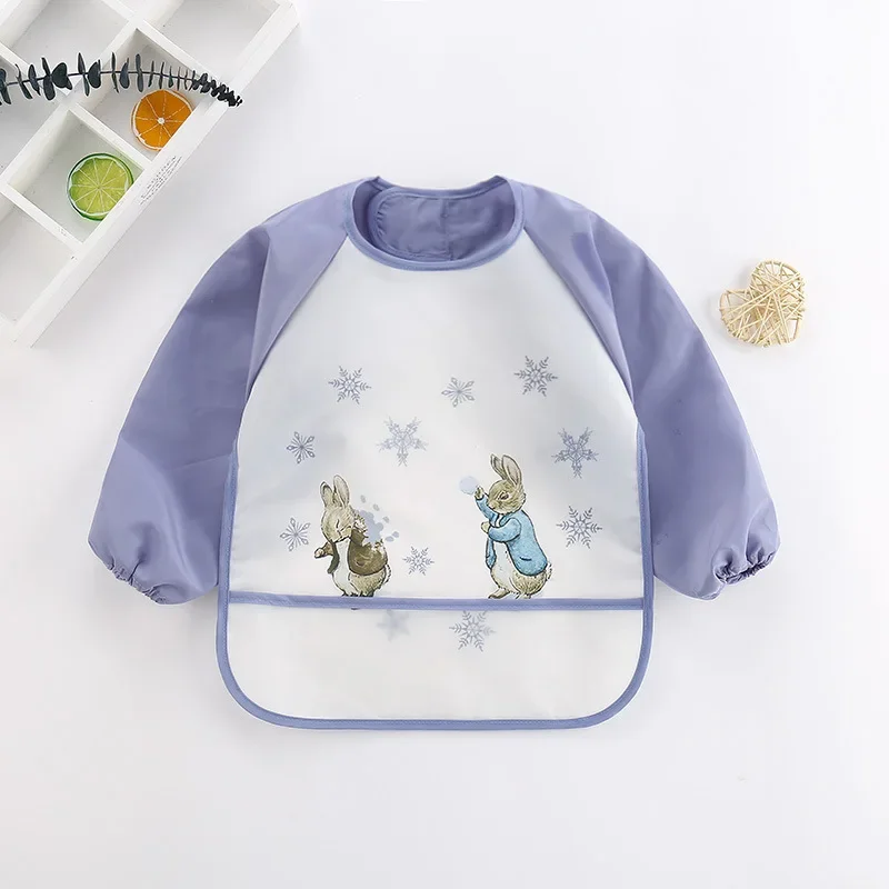 Babero suave impermeable para bebé, paño de alimentación ajustable de manga larga para niño pequeño y niña, bata de pintura, delantal para comer comida infantil