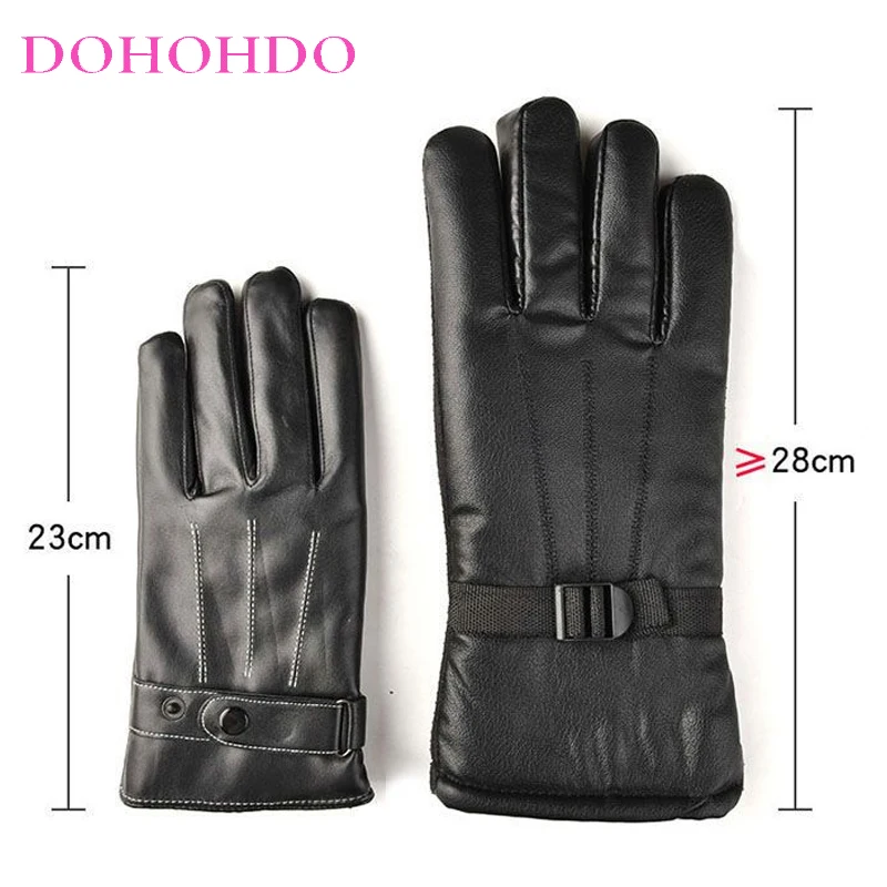 الشتاء زائد المخملية سماكة عدم الانزلاق الدافئة مقاوم للماء يندبروف ركوب الرجال دراجة نارية قفازات جلدية قفازات سوداء دافئة Guantes #5