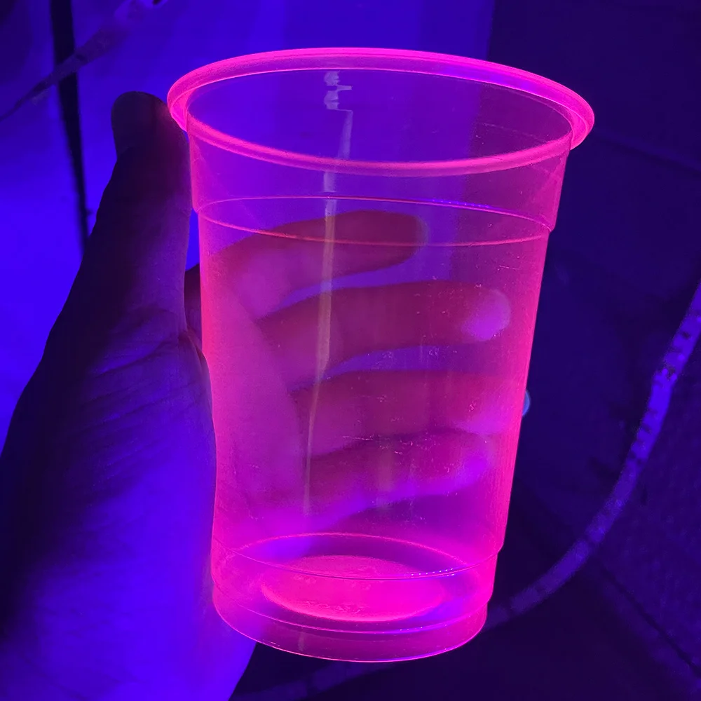 40pcs 12oz Neon Party Cups Disposable Glow Cups Under UV Black Light Neon Birthday Decorations Glow in the Dark Party Supplies