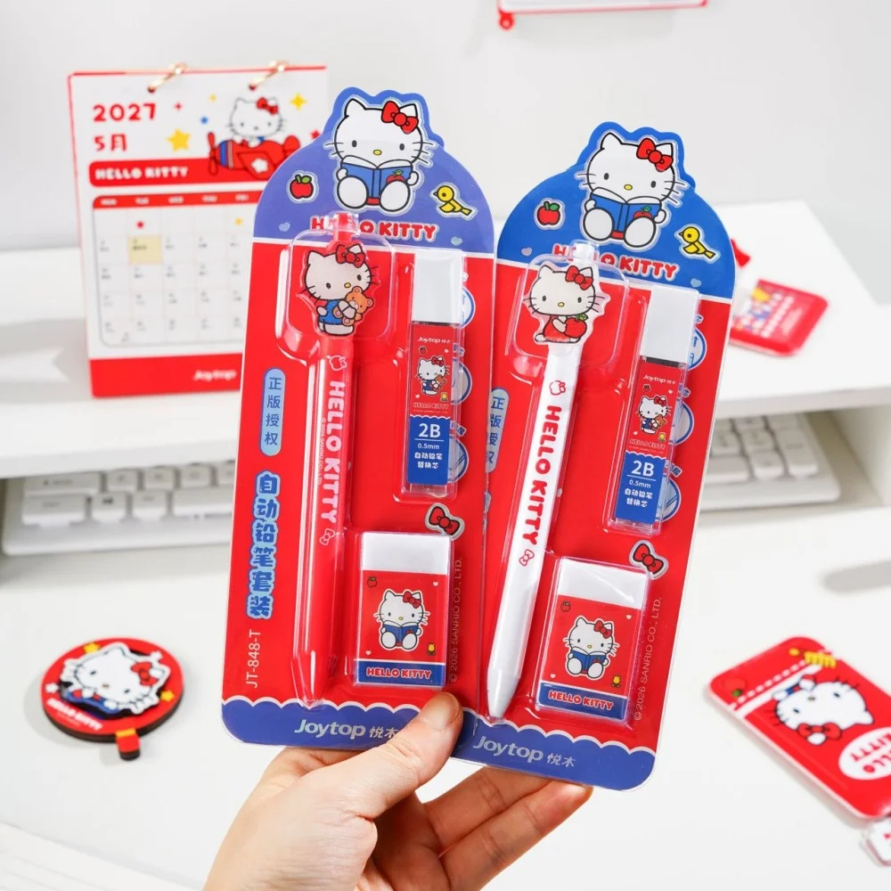 Genuine Sanrio Automatic Pencil Set Hello Kitty Kuromi Melody Smooth Writing Pencil Kit Cartoon Writing Drawing Study Stationery