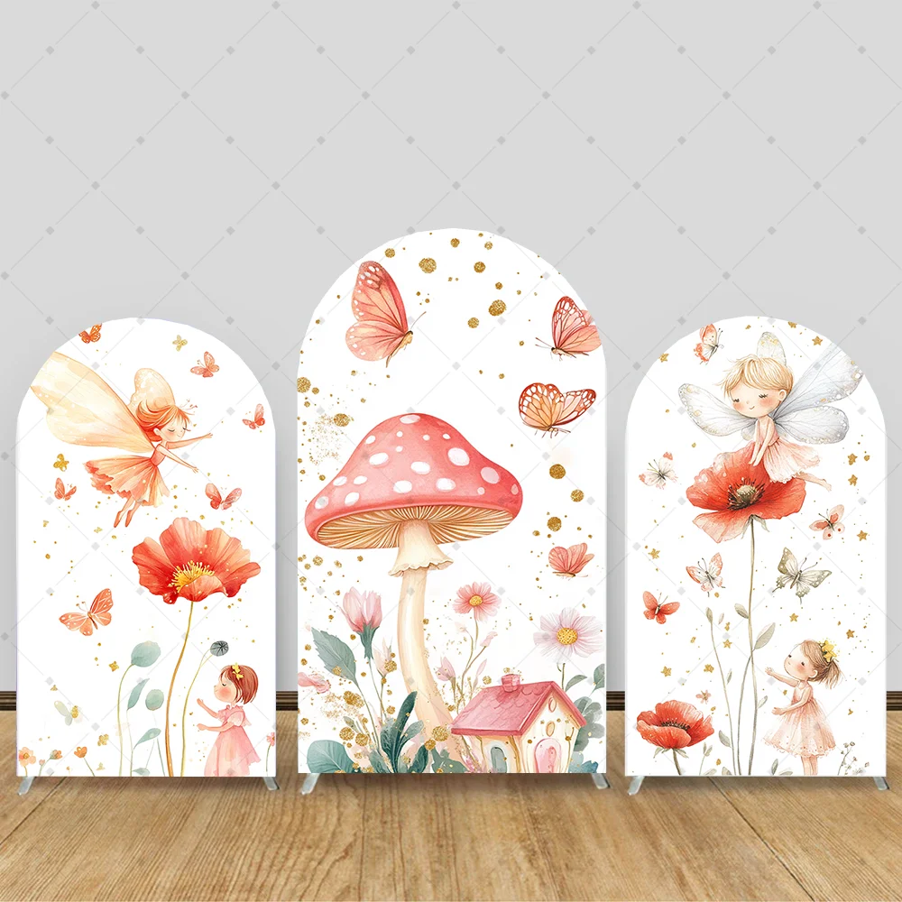 

Custom 2-Sided Floral Butterfly Fairy Girl Birthday Party Baby Shower Cover Chiara Arch Background Decor Backdrop Photo