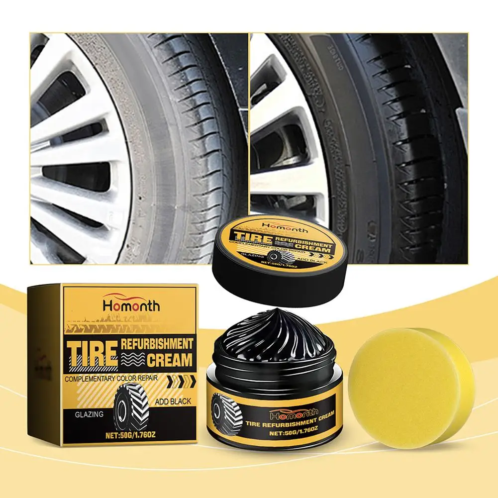 50G Car Tire Retreading Cleaning Cream Shiny Paste Tire Coating Paste Auto Tire Polishing Agent Car Detailing Maintenance