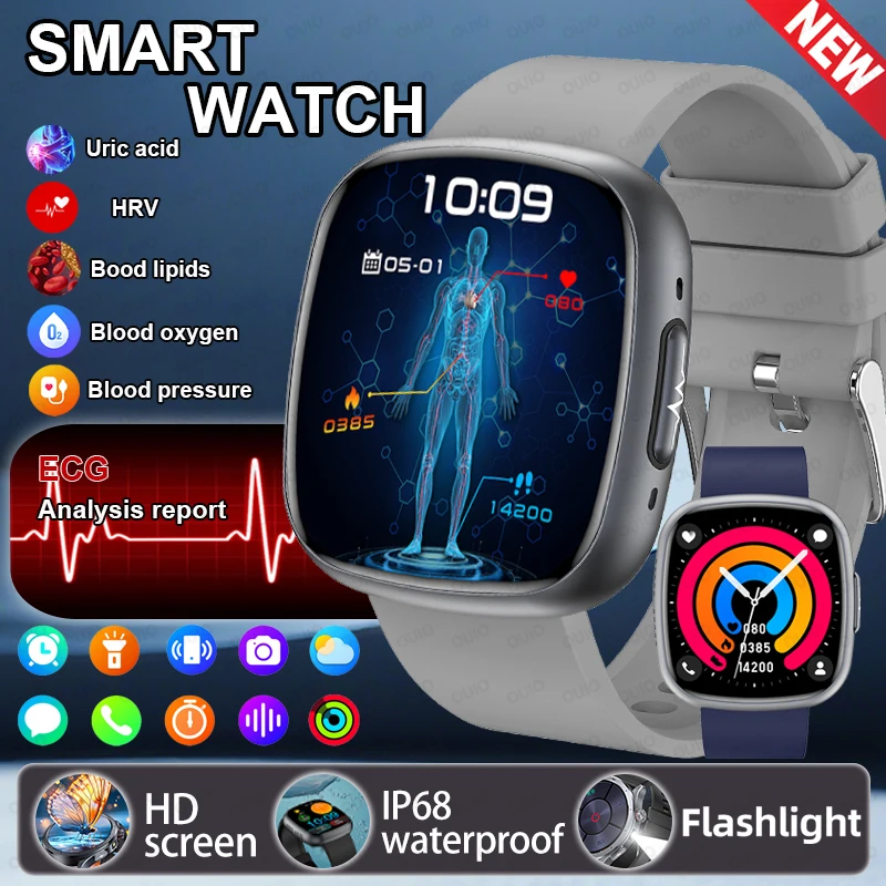 

New ECG Health Smartwatch HRV Heart Health Blood Pressure Blood Oxygen Blood Fat Uric Acid Micro Physical Examination Smartwatch