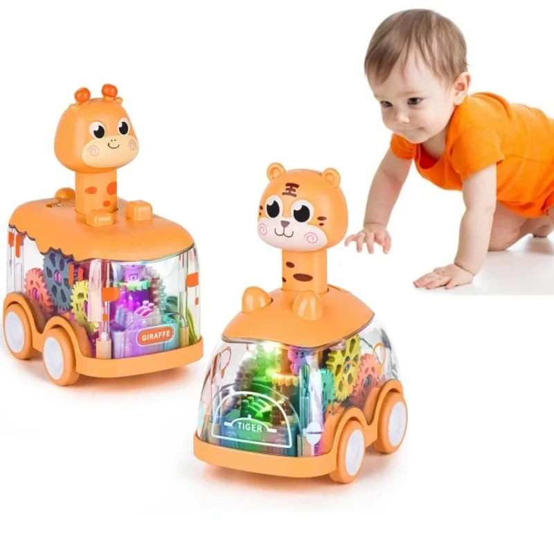 Jouet pour bébé Press and Go Gear, voiture jouet pour tout-petits de 1 2 3 ans, jouet lumineux, voiture inertielle, cadeaux d'anniversaire pour enfants garçons et filles
