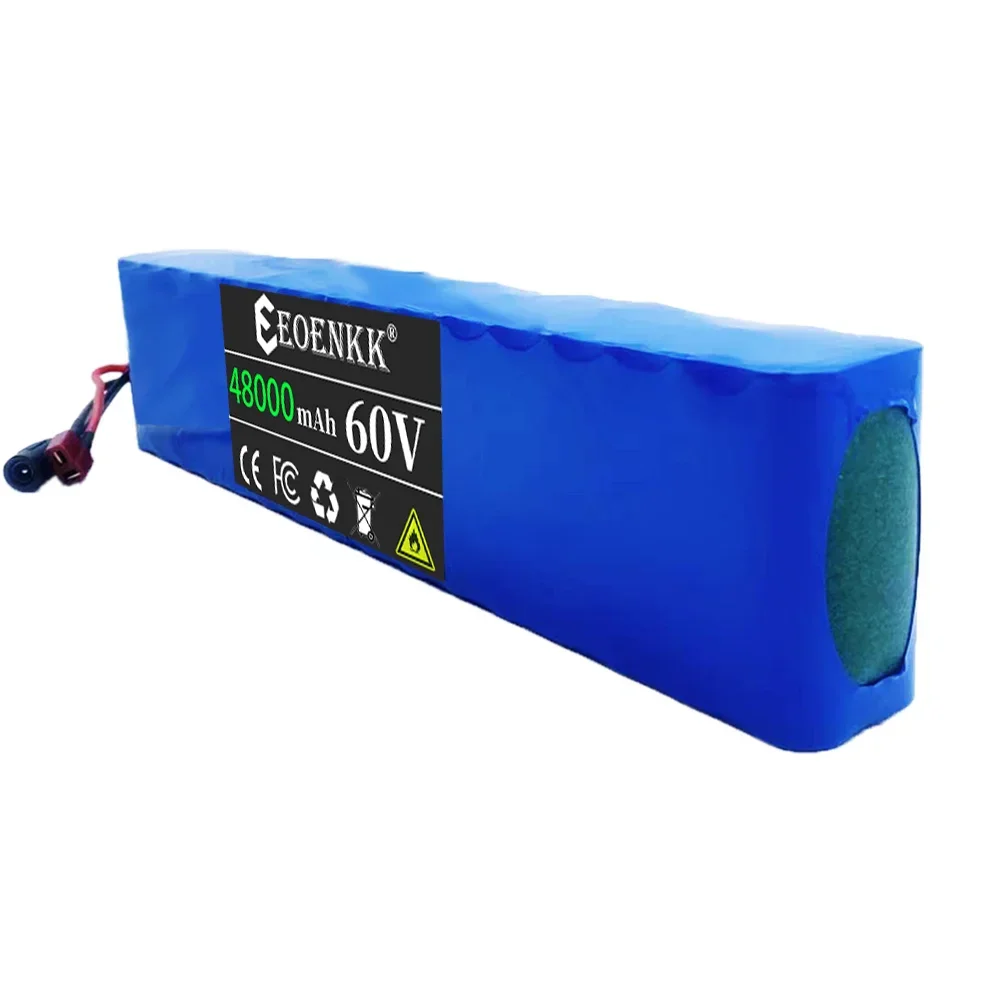 60V 16S2P 48000mah 18650 Lithium Ion Battery Pack 67.2V for Electric Bike Scooter Scooter Kids Car Built In 1000 Watt Bms