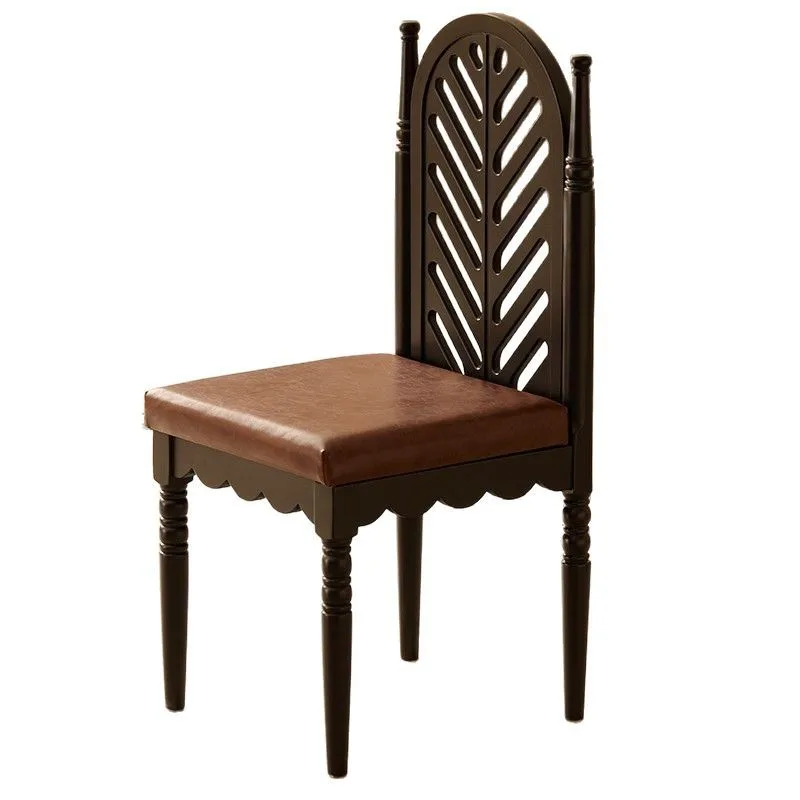 

French retro dining chair medieval home designer solid wood desk chair 2025 new high-end American back chair