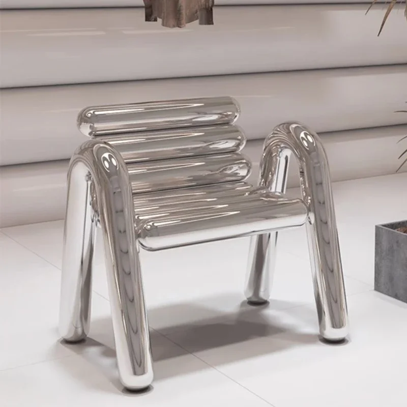 

Modern Stools Metal Armchair Chair Luxury Lounges Ottomans Backrest Hallway Stools Living Room Bench Decorative Unique Furniture