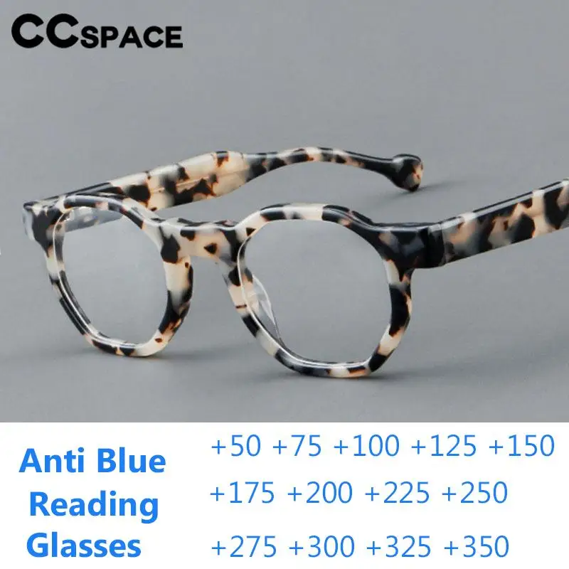 B57621 Vintage Acetate Anti Blue Light Reading Glasses Comfortable Spring Hinge Presbyopia Eyeglass +50+100+150+200+250+300+350