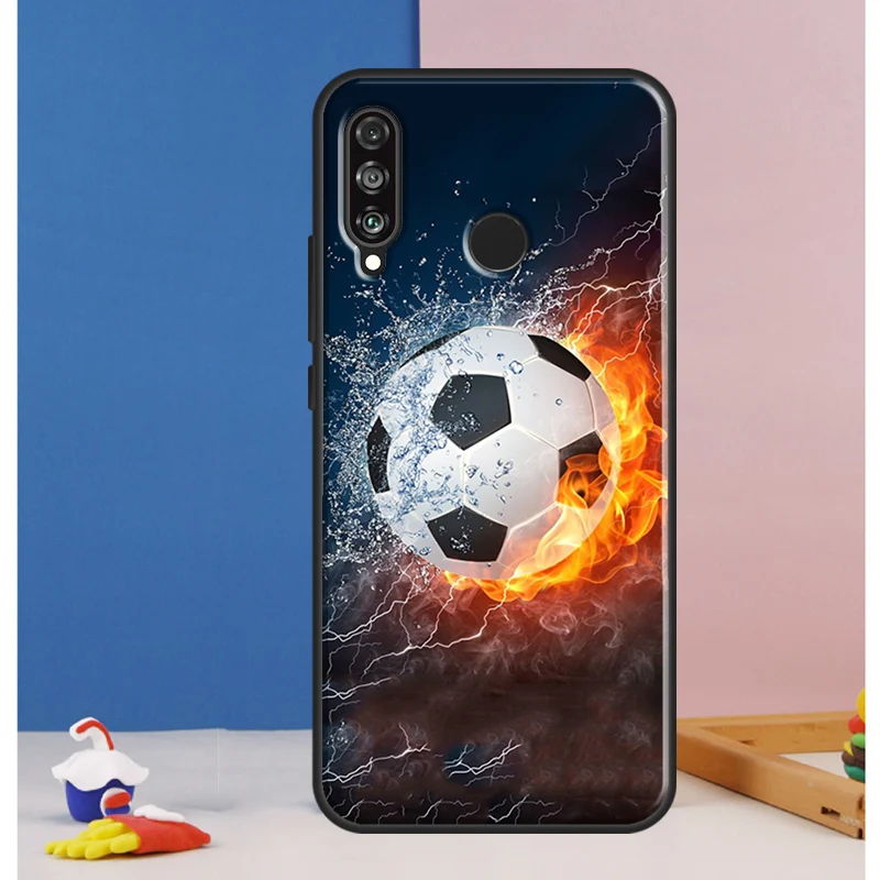 Fire Football Soccer ball For Huawei Nova 12s 7i 8i 11i 12i 9 10 SE Y91 Y90 Y60 Y70 Y72 P30 P40 Lite P60 Pro Case
