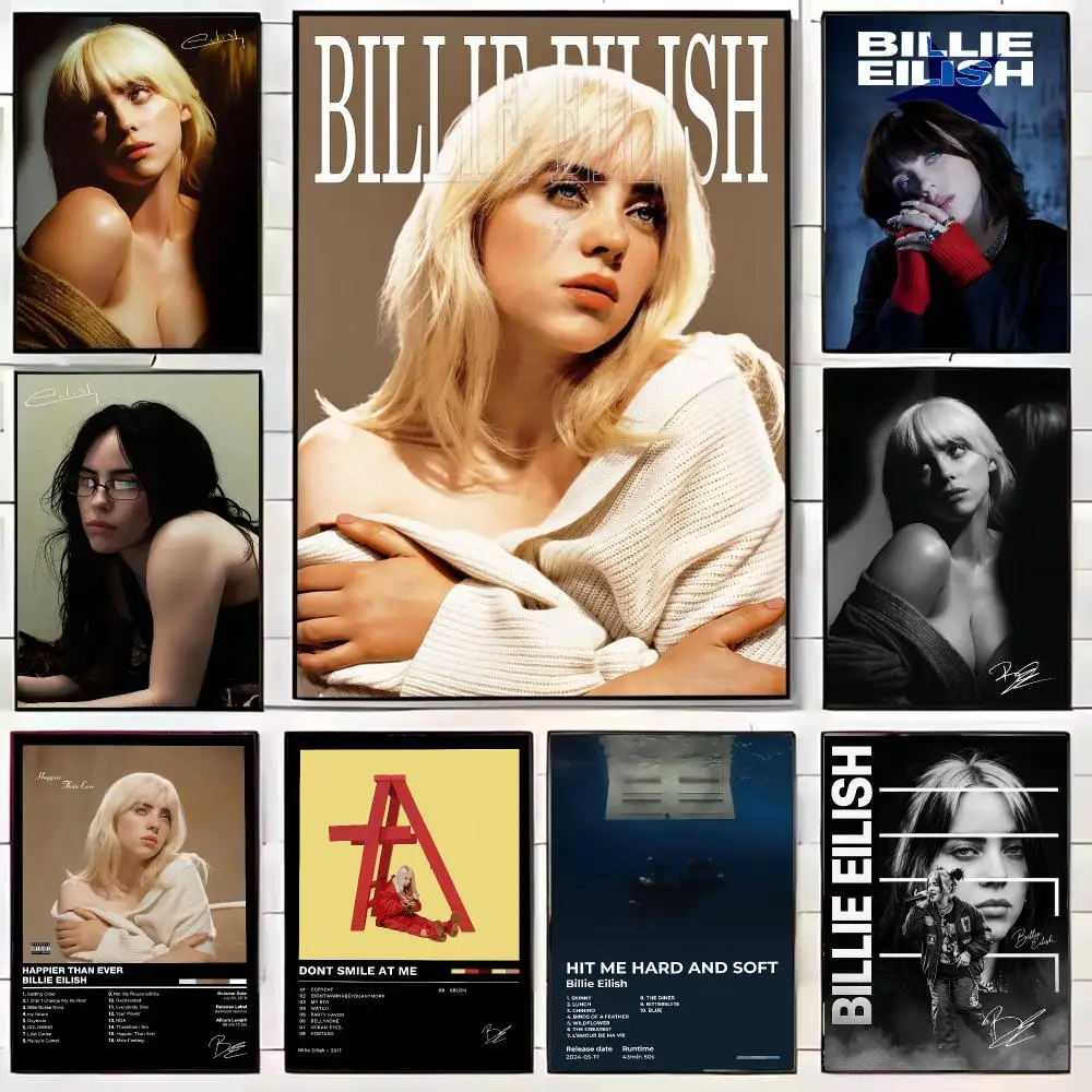 Hot Singer B-Billies E-EilishS Poster Chic HD PP Paper Wall Art Living Room Bedroom Cafe Office Home Decor Gift