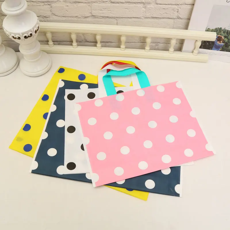 50Pcs/Lot Extra Thick Plastic Tote Bags Dot Printing Clothing Store Shopping Bags Frosted Wedding Party Gift Bags 4 Sizes