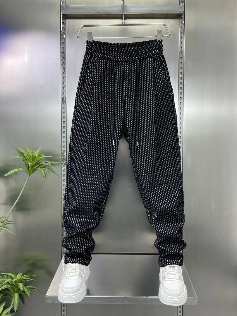 Luxury Men's Casual Pants 2026 Spring Summer New Style Small Footed Trousers Color Woven Embroidery Fashionable All-Match Lei...