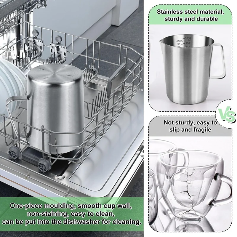 Measuring Jug 1L Stainless Steel, Measuring Cup Metal with Handle
