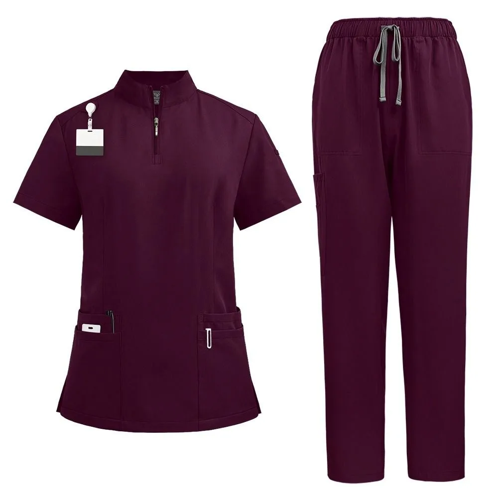

Quick-Drying Unisex Scrub Suit T-Shirt Classic Nurse Doctor Work Clothes with Pockets Soft Clinical Uniform Veterinary