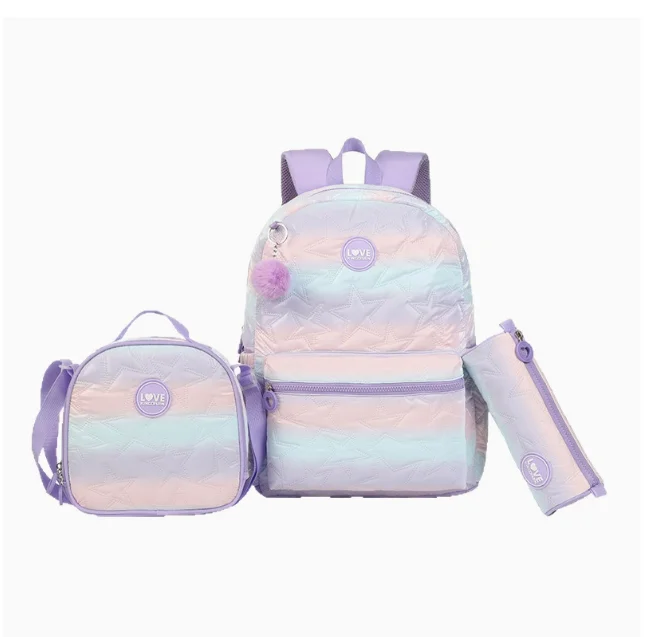 Schoolbag 3 pcs Set Lunch Pencil bag Backpack Student Schoolbag Waterproof Travel Backpack Bag Children's School Bag for girls