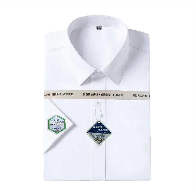 7XL 8XL Alginate fiber Short sleeve Shirt for Men Shirt Plus Size Business Plaid Stripe Easy care Men Shirts Short Sleeve Casual