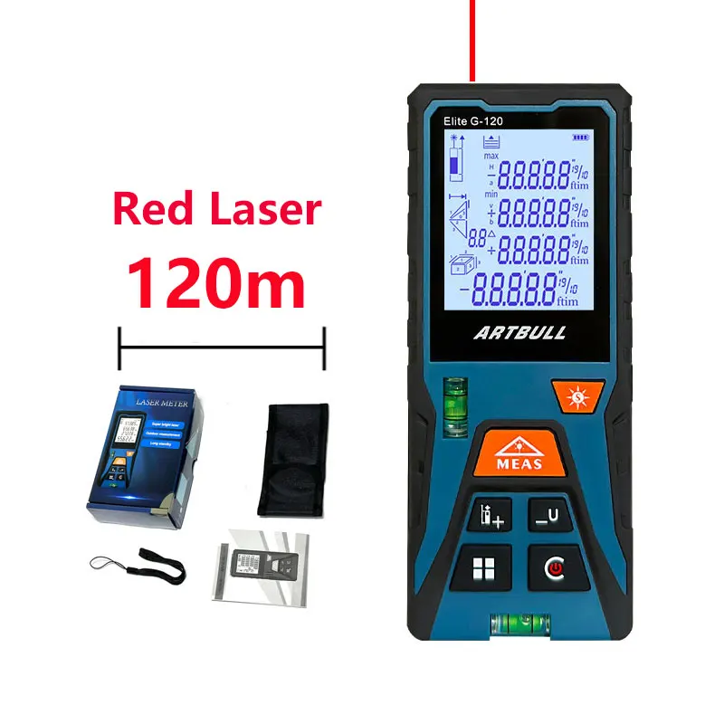 ARTBULL Digital Red Laser Tape Measure 50M 120M Laser Distance Meter Rangefinder with Horizontal