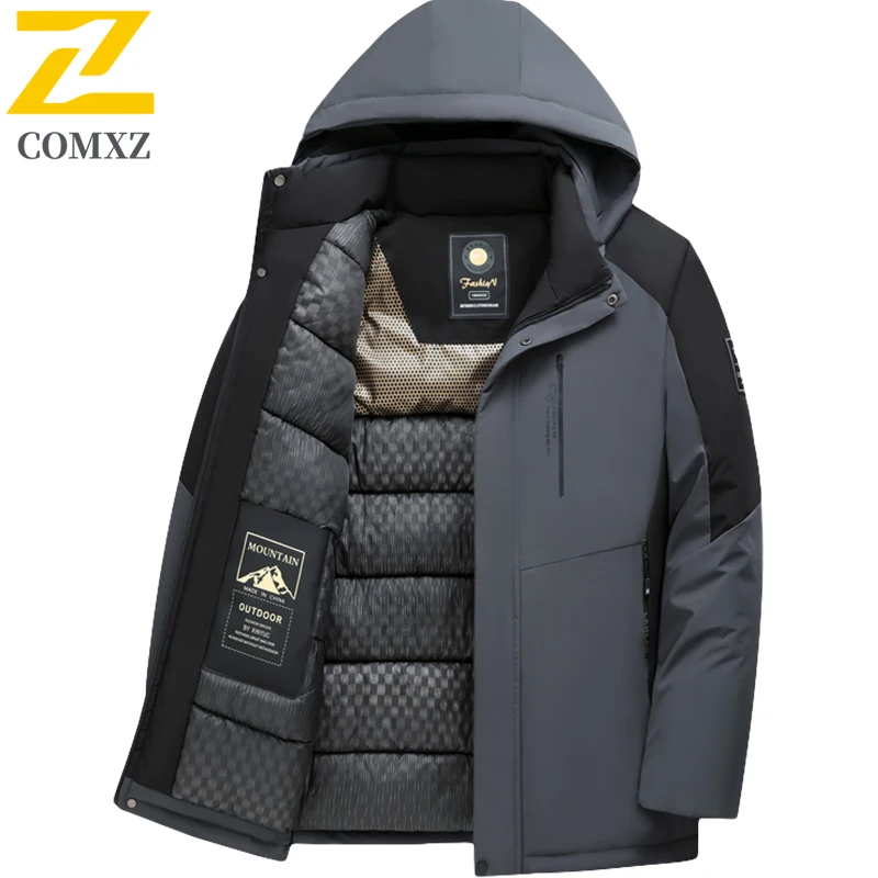

2025 New Winter Padded Jacket Male Daily Wear Trendy Thicken Warm Hooded Parka Men's Business Casual Cold Proof Puffer Coats