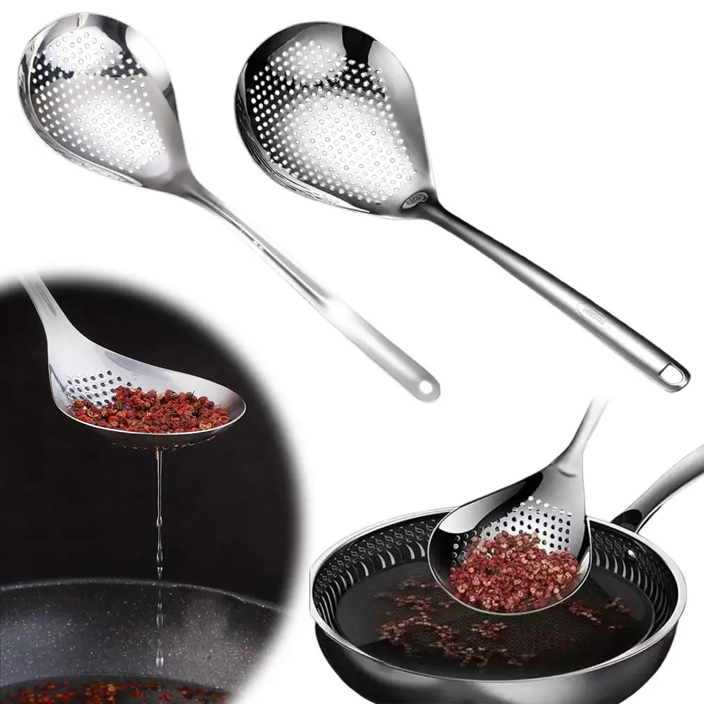 

1pcs 304 Stainless Steel Strainer Spoon Kitchen Colander tool Food Colander Strainer Spoon Filter Skimmer Spoon ScoopPerfor B2U6