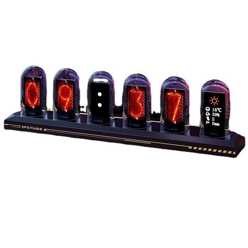 ABYN-LED Nixie Tube Clock IPS Color Screen Digital Clock DIY Analog Digital Tube Wifi Time Desktop Desktop Digital Clock