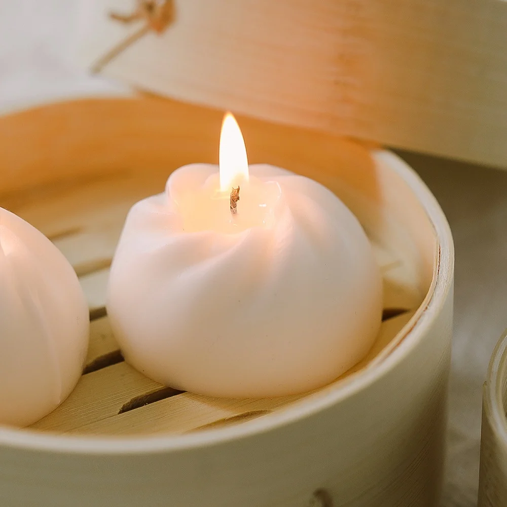DIY Simulation Bun Candle Mold Aromatherapy Candle Plaster Mold Xiao Long Bao Silicone Soap Mold Handmade Home Craft Decoration