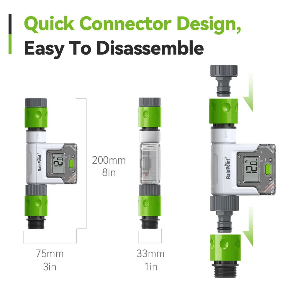 Smart Wifi Water Flow Meter Gauge 3/4" Outdoor Garden Faucet Hose Digital LCD Watering Irrigation Consumption History Monitor