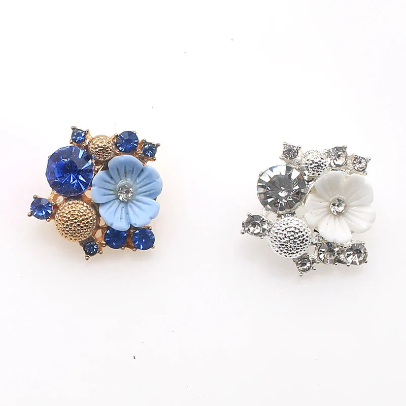 New Fashion 10Pcs/Batch 24mm Alloy Rhinestone Buttons DIY Sewing Handmade Beautiful Wedding Dress Decoration Accessories