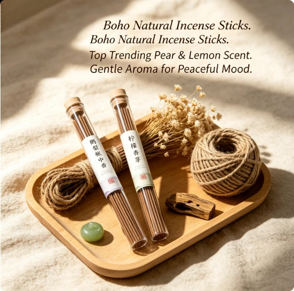 Hot Sale Natural Incense Sticks Set Trending Lemon Pear Fragrance Pure Aroma for Home Relaxation meditation 20g
