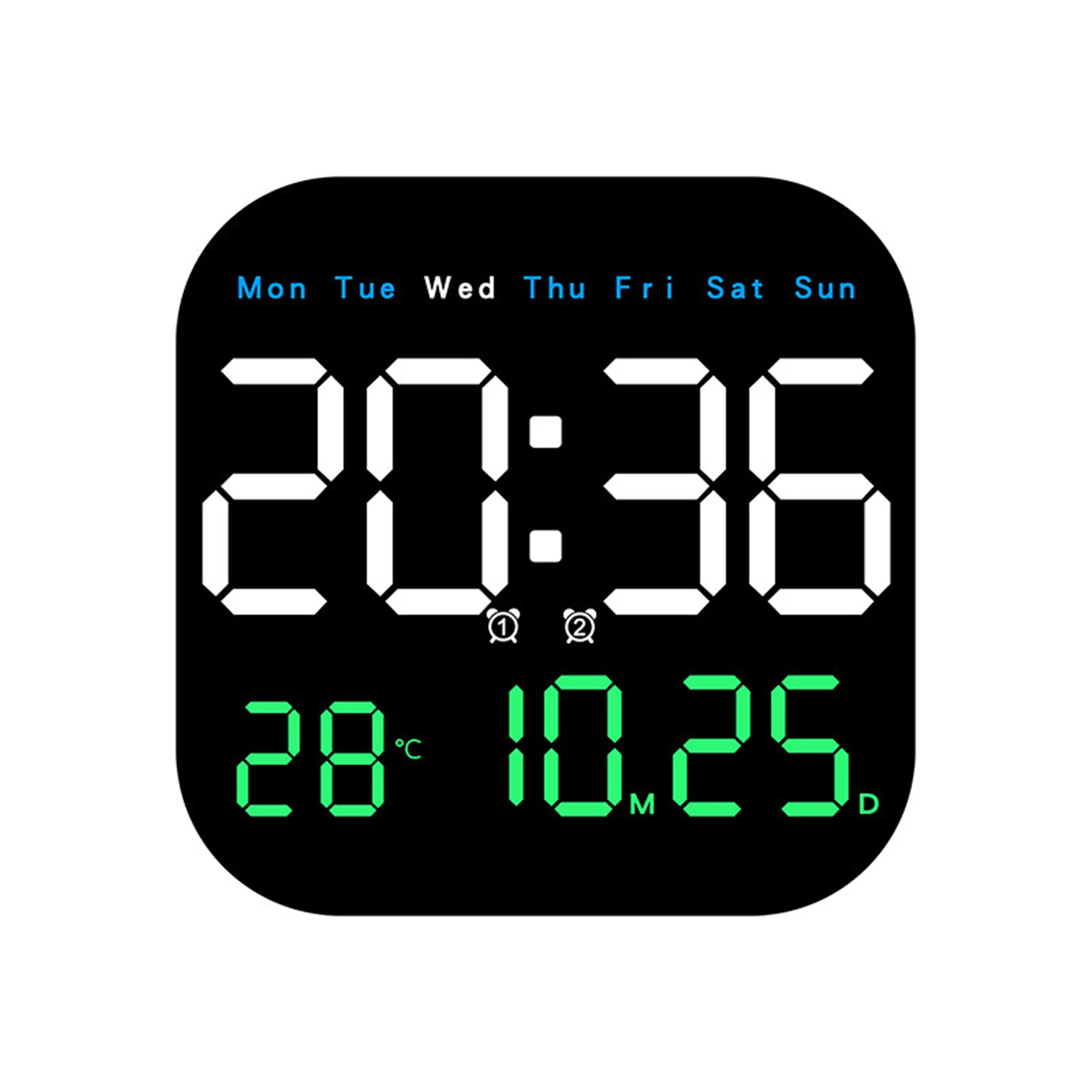 Alarm Clock LED Wall Digital Temperature Date Remote Multiple Functions Electronic Table Clock Room