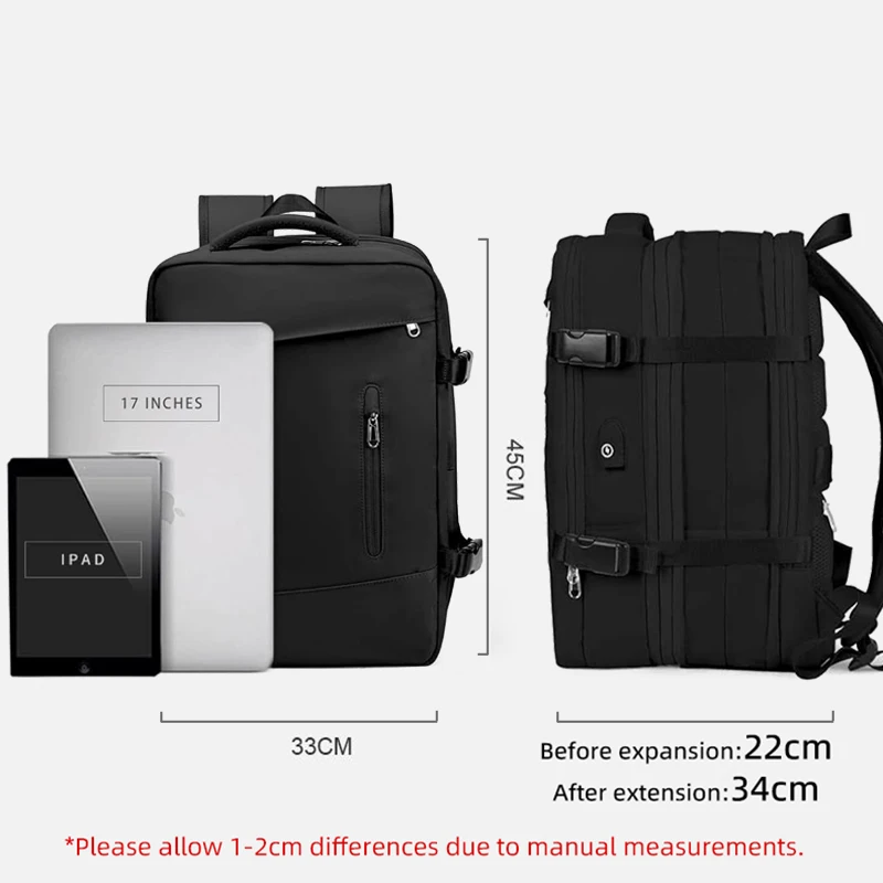 Extendible Travel Backpack Unisex Laptop Bag Women Large Luggage Bags Men\'s Students Business Trip USB Charge Mochila XA299C