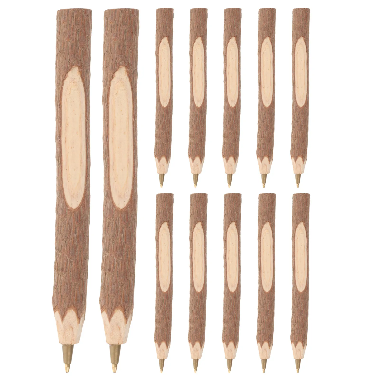 

Набор из 12 деревянных ручек с дизайном под кору дерева: плавное письмо, удобный захват, креативный канцелярский набор, идеально подходит для детей, на день рождения, к школе