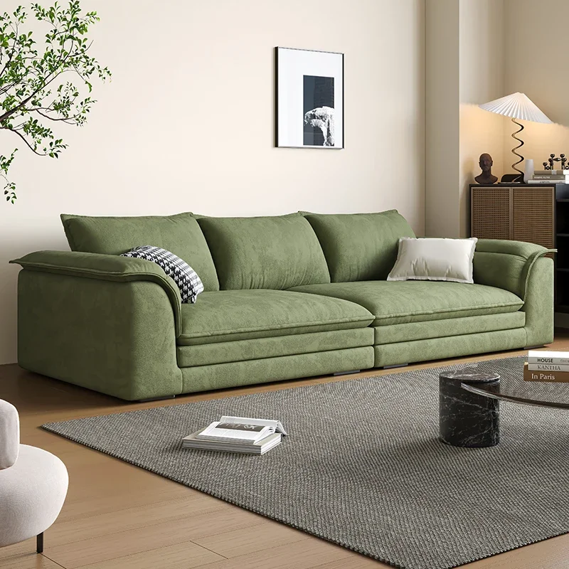 Xl Fabric Sofa Simple Living Room Wide Sitting Deep Straight Green Sailing Sofa