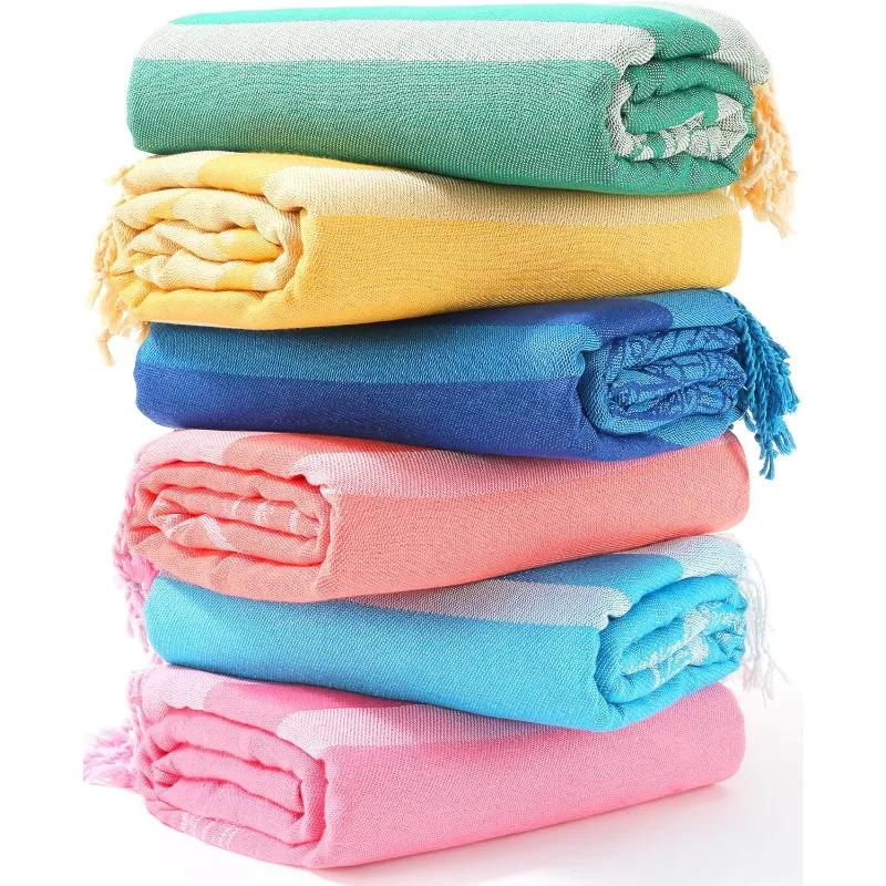 

6 Packs Oversized Turkish Beach Towel 74"x38" Thin Quick Dry Sand Free Pool Swim Towels Large XL Adult Clearance Blanke