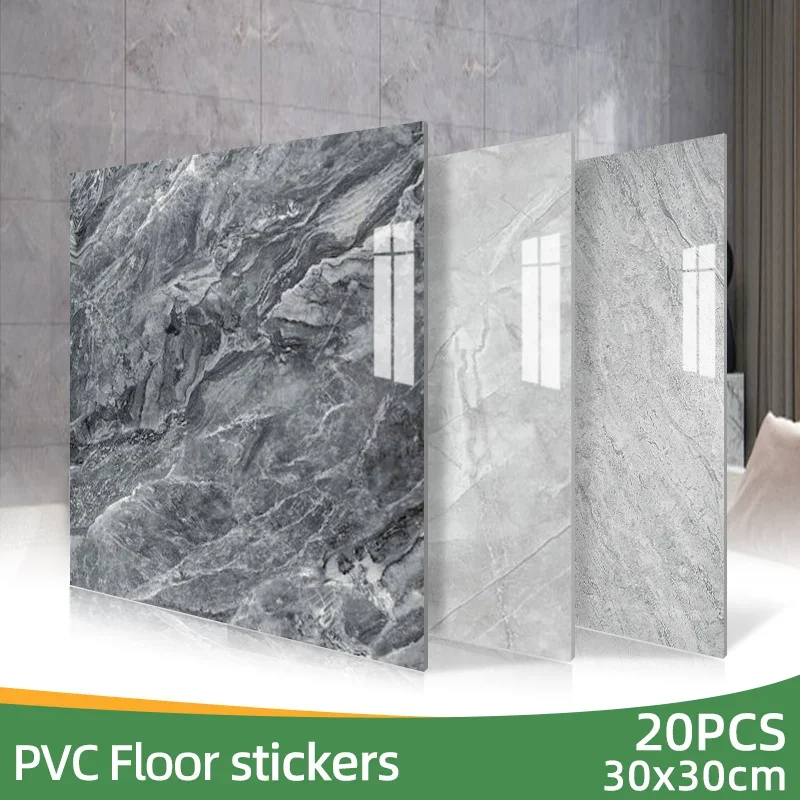 6/10/20pcs PVC Imitation Marble Floor Stickers Self-adhesive Wall Stickers Waterproof Bathroom Living room Moden Decor Decals