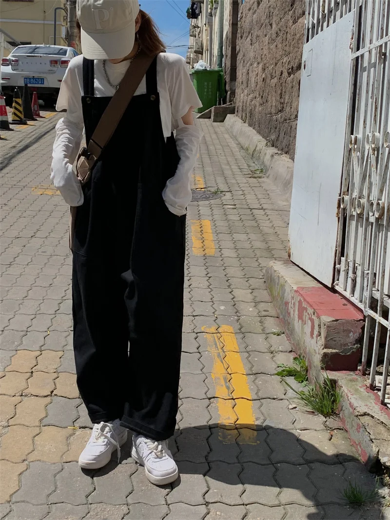Autumn Rompers Solid Wide Leg Playsuits Women Casual Straps Suspender Overalls Vintage Corduroy Jumpsuits Overszie 2025