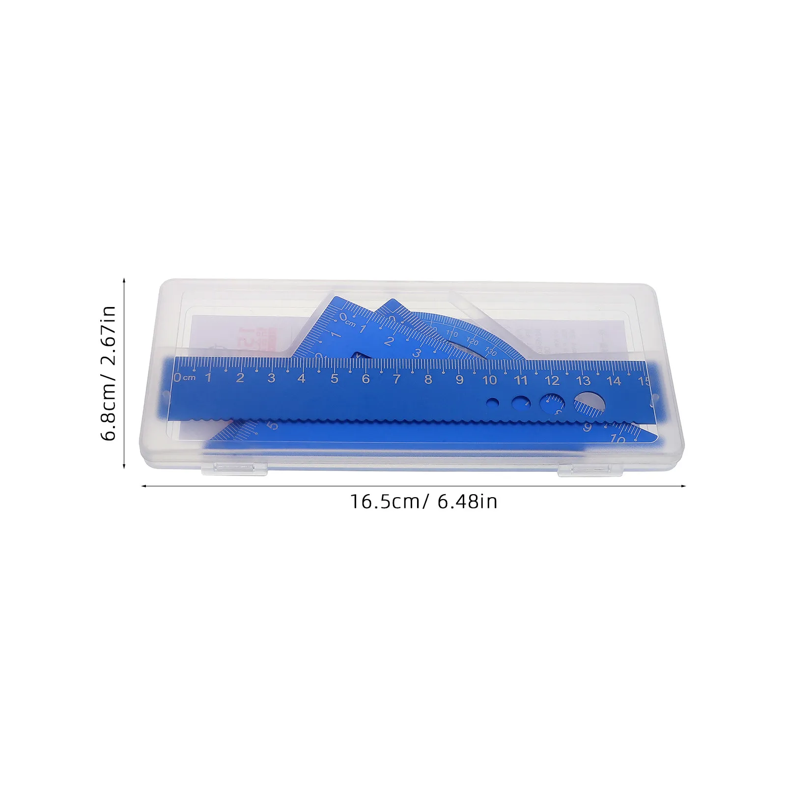 1Set Sleek Aluminum Alloy Geometry Ruler Set Straight Triangular Protractor Right Angle Precision Measuring Tools for School