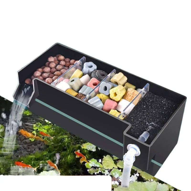 Small Fish Tank Filter Silent External Wall-Mounted Purification Trickle Oxygenation and Water Purification Cycle