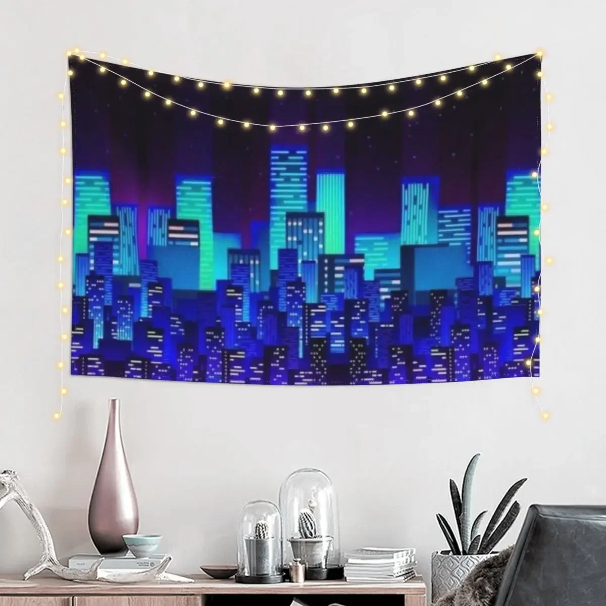 SYNTHWAVE CITY - BLUE Tapestry Cute Room Things Home Decoration Accessories Tapestry