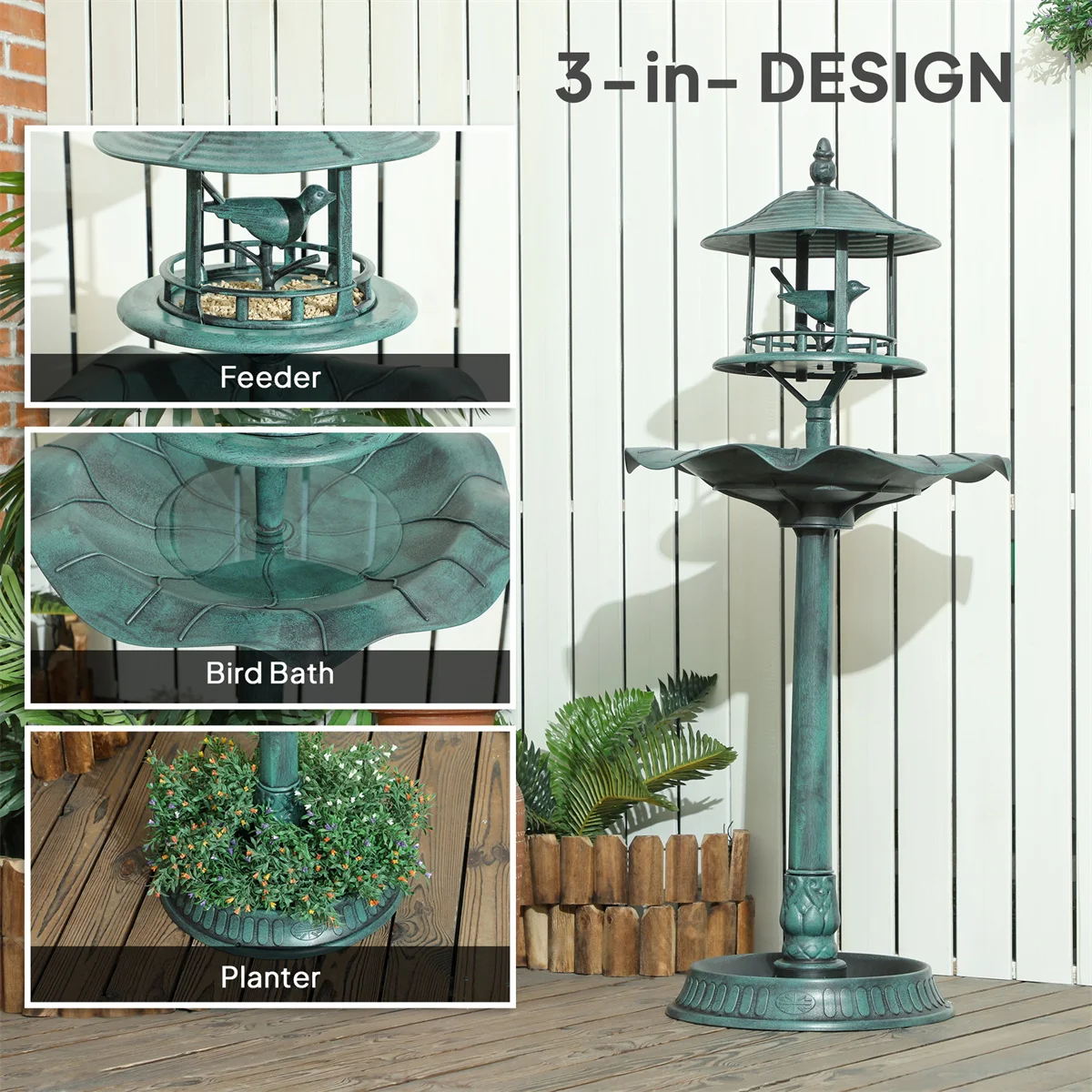 Water Features Fountain Outdoor Garden Tall Bird Bath