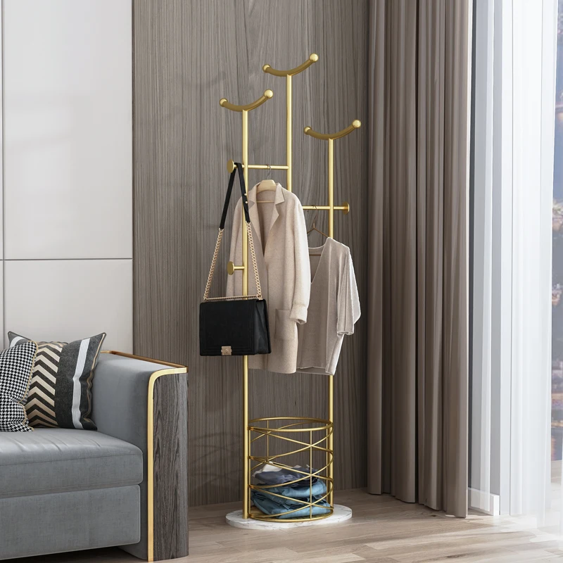 Hangers Clothes Clothing Rack Stand Coat Wardrobes Laundry Standing Coat Rack Gold Storag Shelf Perchero Pared Library Furniture